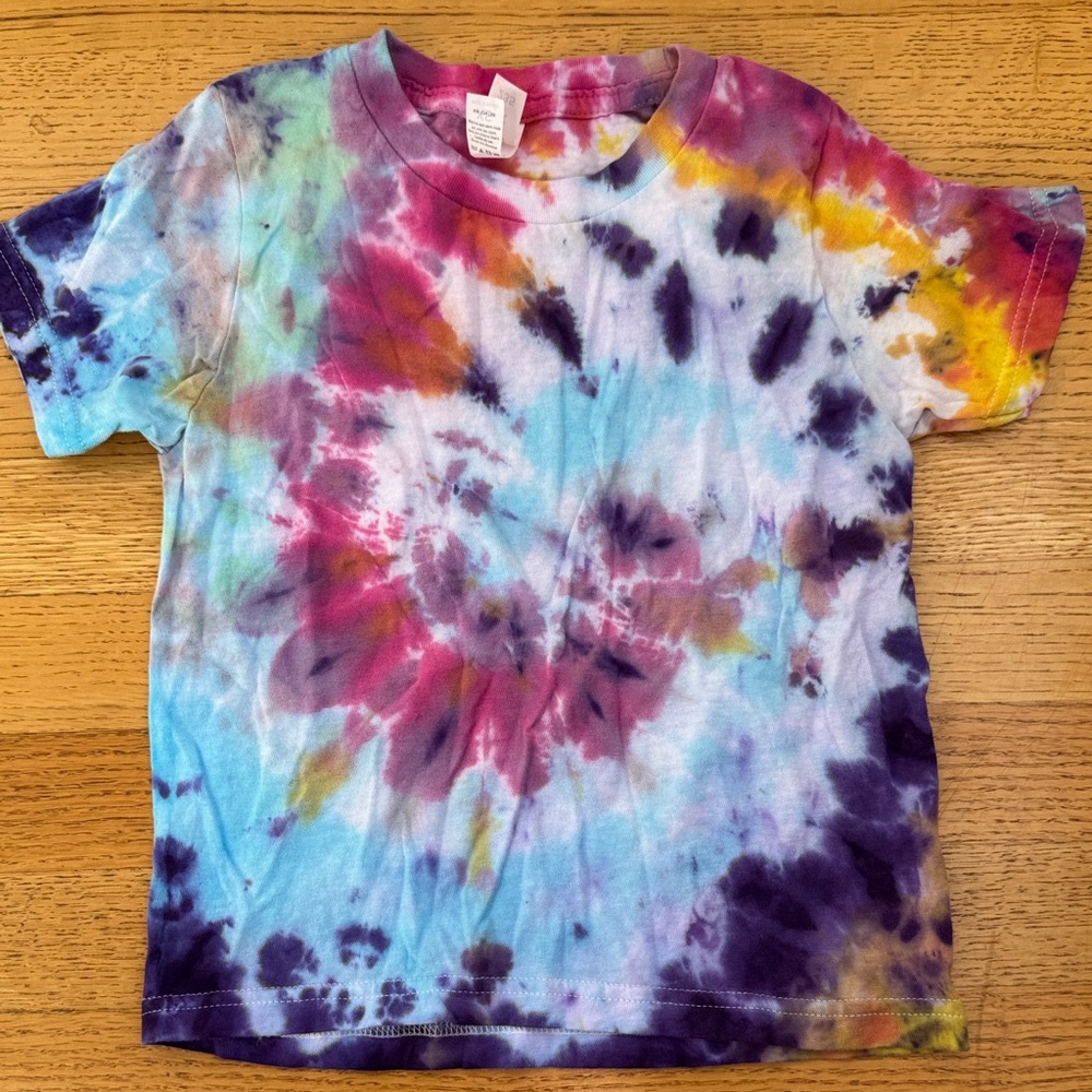 Tultex Kids Tie-Dye Tee - Purple, Blue, Yellow
